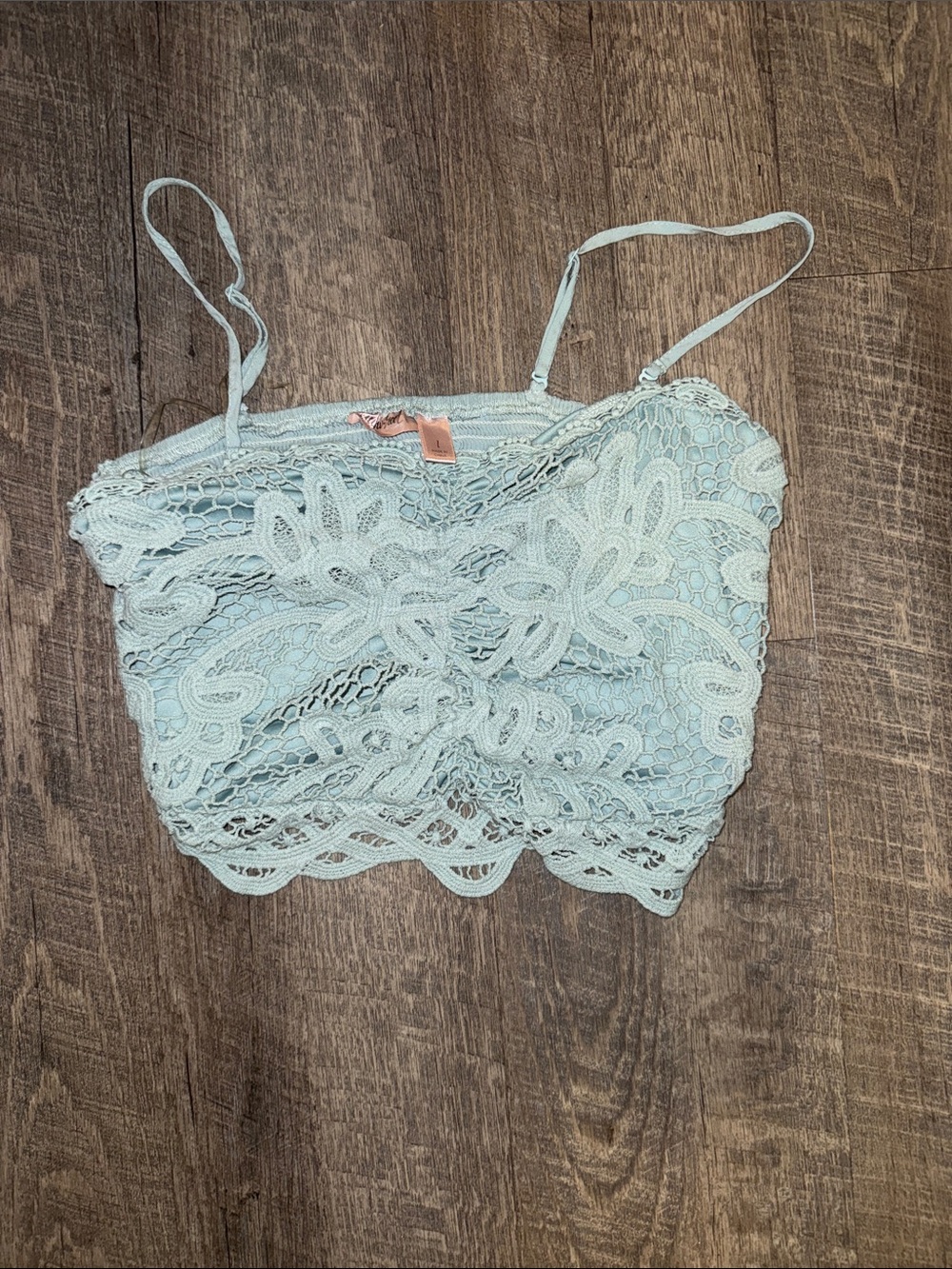 Floral Lace Cropped Camisole from Buckle - Pale Blue With removable straps